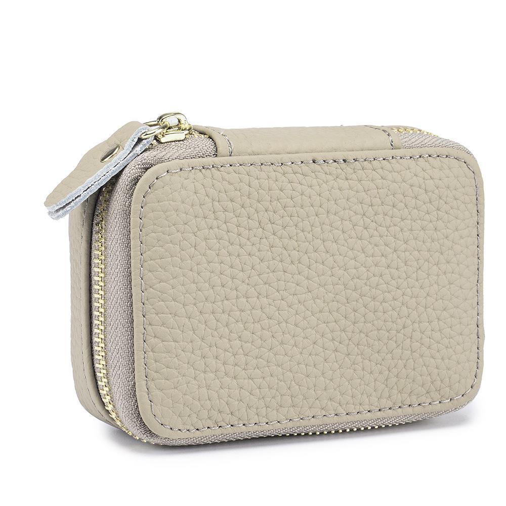 Сумка для губной помады из натуральной кожи с зеркалом - Мини-косметичка, кошелек для монет и держатель для наушников для женщин.