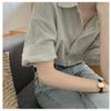 French striped collar short-sleeved shirt women's thin 1116 summer temperament shirt design sense chic top