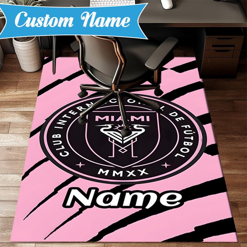 Custom Name International Miami Football Club Rug Game Carpet, Floor Mat for Bedroom Living Room Entryway Rug, Home Decor Gift for Christmas birthday