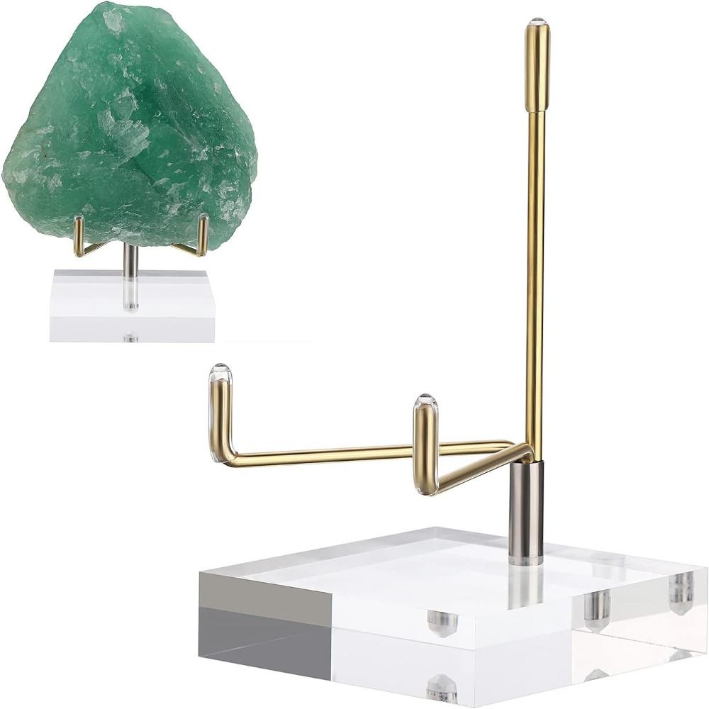 Adjustable Clear Acrylic Display Stand Soft Rubber Case Metal Mineral Rack Museum