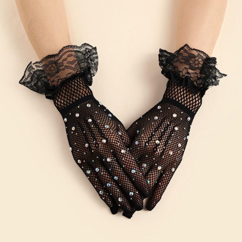 Floral Transparent Gloves Retro Short Gloves High Quality Wedding Gloves for Women