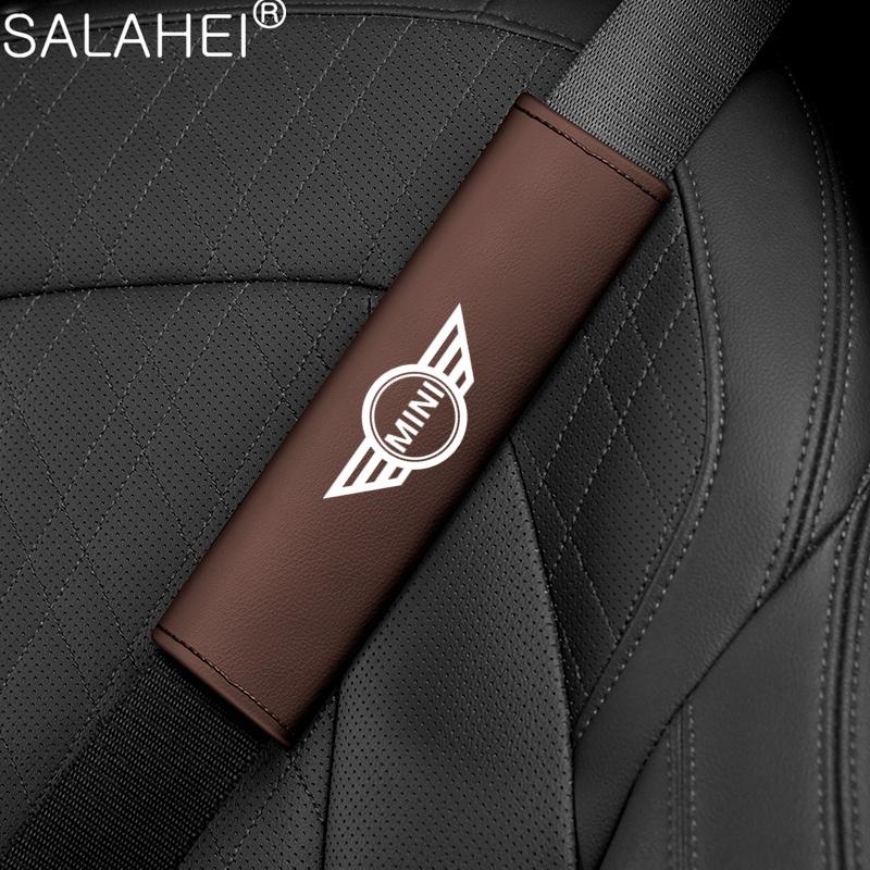 2pc Car Seat Belt Shoulder Protection Covers Shoulder Pads Accessories For BMW MINI Cooper One S JWC R55 R56 F56 R57 R58 R59 R60
