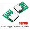 10Pcs USB 3.1 Type C Connector 16 Pin Test PCB Board Adapter 16P Connector Socket For Data Line Wire Cable Transfer
