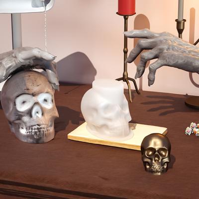 Форма для свечей в виде черепа на Хэллоуин. Многоразовая силиконовая форма, не деформирующаяся, простая в использовании, многофункциональная, легкая в использовании.