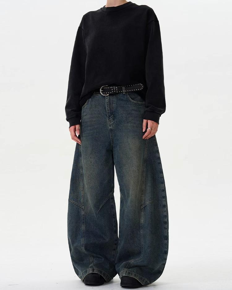 Американские Ретро Вываренные Потертые Джинсы Широкие Штанины - Унисекс Повседневный Тренд