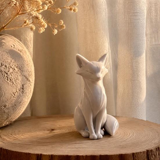 Desktop Sculptures for Office 3D Printed Minimalist Fox Sculpture, Elegant Figurine, Matte Modern Contemporary Living Room Decor Ornament Entryway