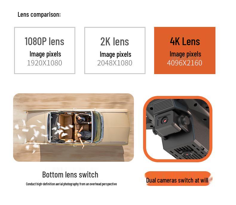 Дрон E88pro/E99pro/K3: Квадрокоптер с двумя камерами для аэрофотосъемки с фиксированной высотой и дистанционным управлением.