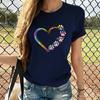 Ladies' Casual Love Footprint Print Loose Casual Round Neck Pure Cotton Short Sleeved T-Shirts Women’s
