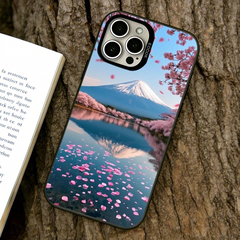 Япония Гора Фудзи Вишня Чехол для телефона Для iPhone 17,16,15,14,13,12,11 Plus,Pro Max,XS,Красочный Серебристый Черный Чехол