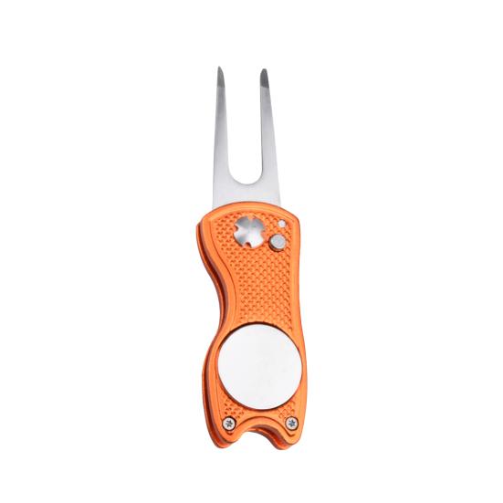 Golf Green Fork with Magnetic Suction Function Compact Size Portable Magnetic Putt Alignment Ball Marker Foldable Golf Divot Repair Tool