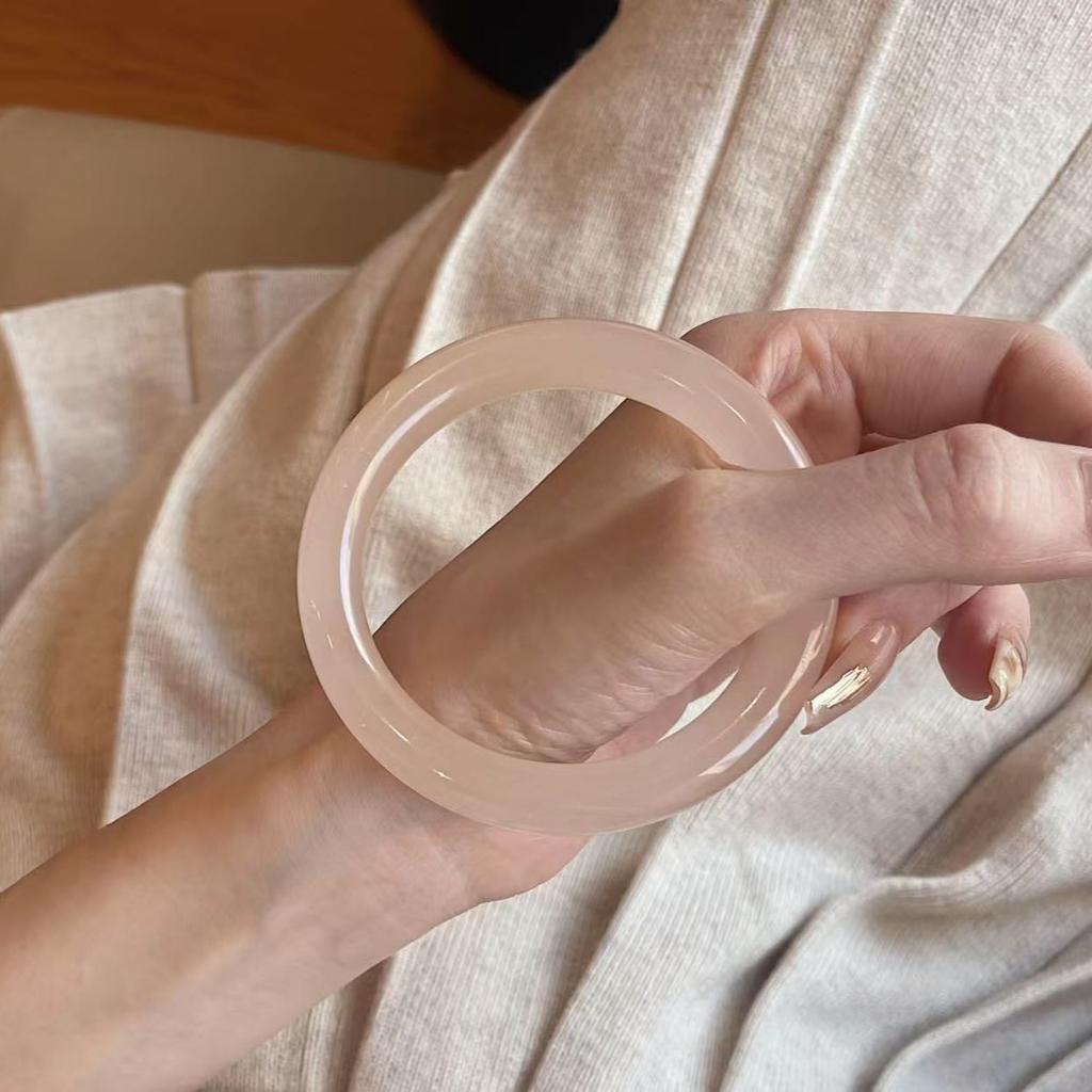 Высокий лед прозрачный натуральный нефрит корень лотоса пудра браслет круглый стержень хотанский нефрит халцедон мирный темперамент античный универсальный копирующий