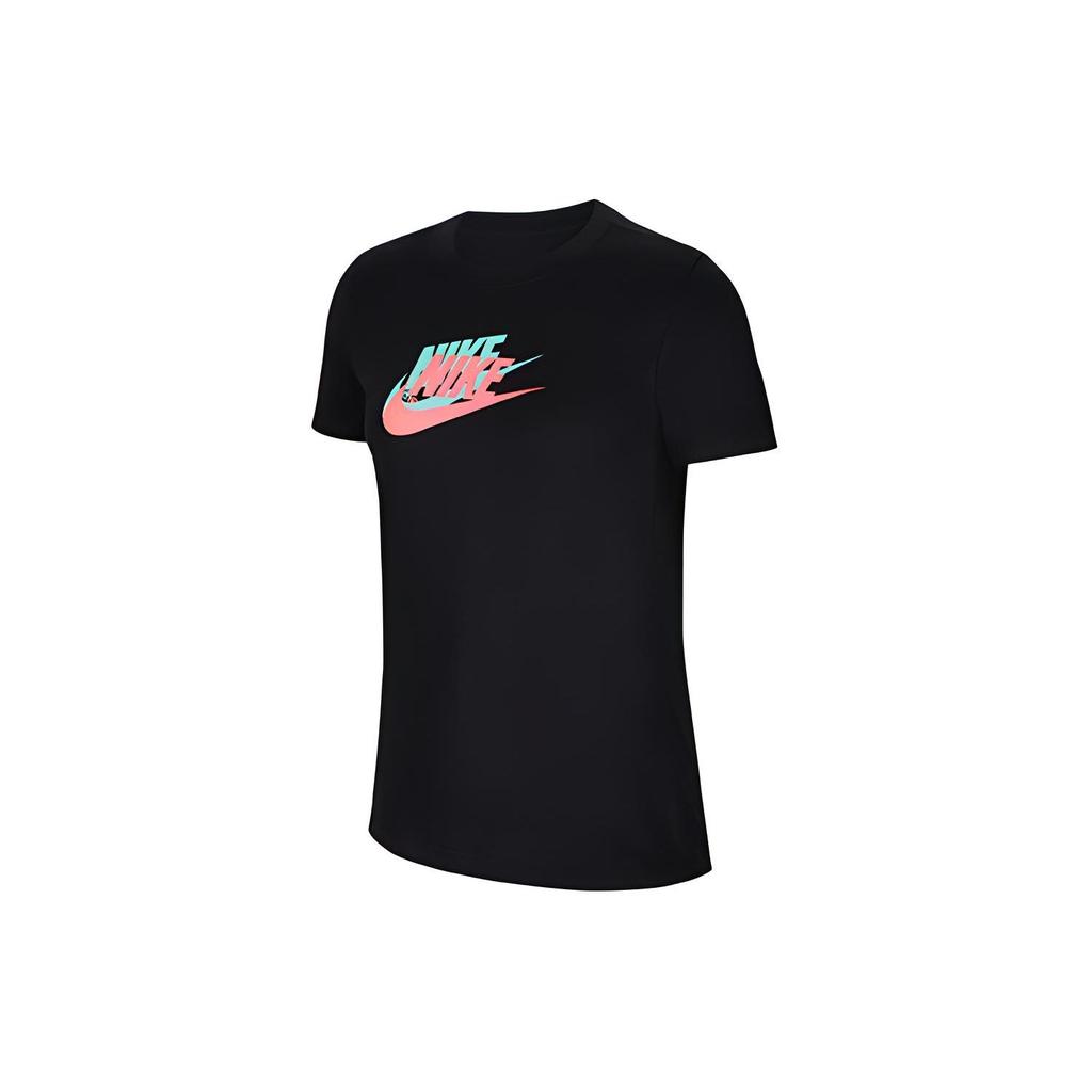 Nike Футболка женская с коротким рукавом и круглым вырезом, с принтом логотипа в американском ретро-стиле, цвет черный CU1093-010