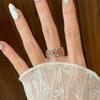 Italian Lace Ruby Ring Chinese Baoxiang Flower Motif Red Coraline Stackable Ring for Women