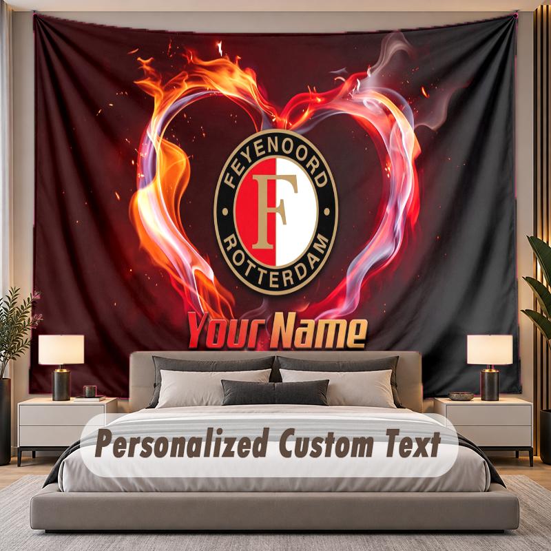 Custom Name Text Tapestry Feyenoord Personalized Polyester Wall Tapestry For Bedroom And Room