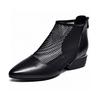 Pointed Women's Shoes 2025 Spring New European and American Style Black First-layer Cowhide Mesh Single Shoes Rear Zipper Women's Fashion Shoes