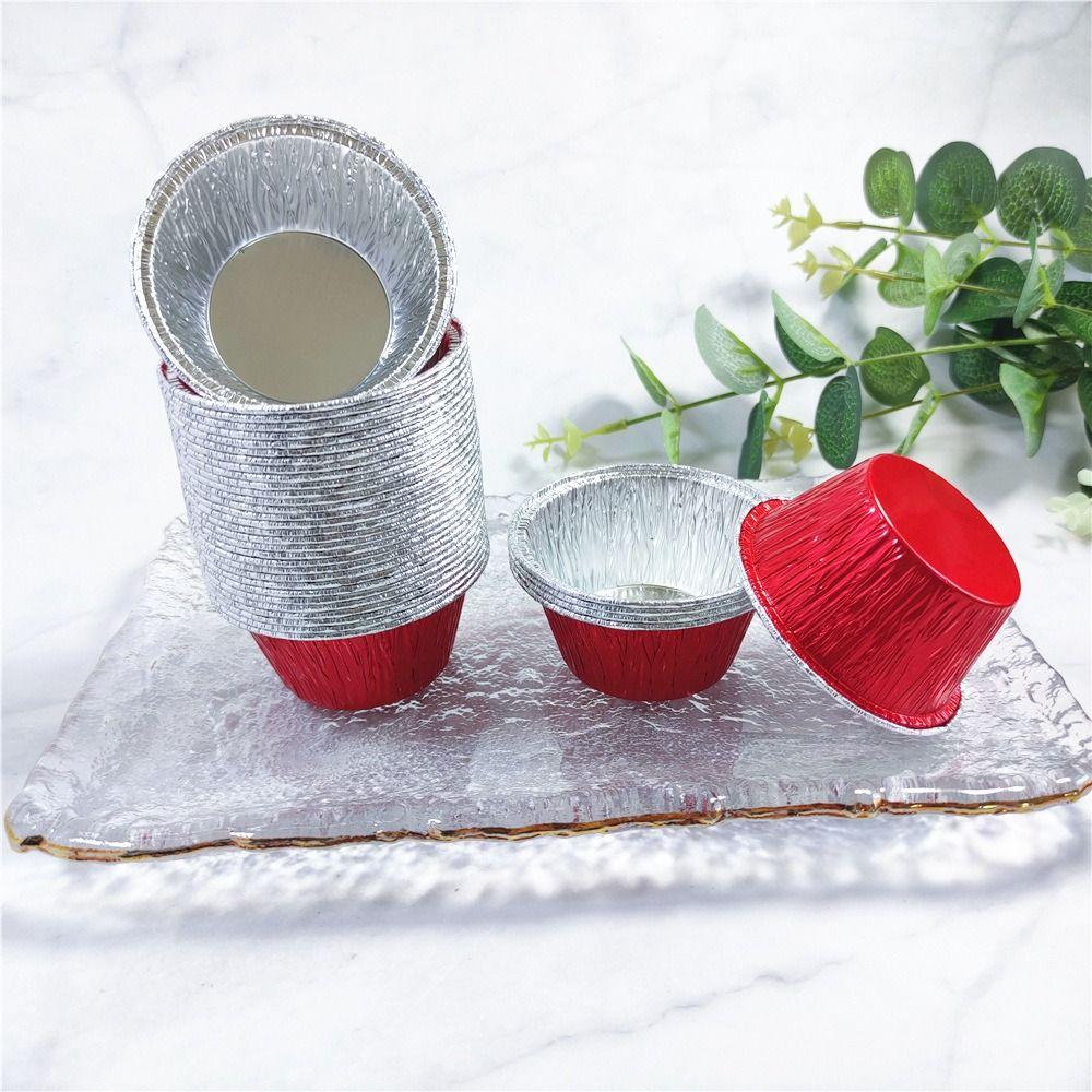 50Pcs Non-stick Baking Cup Tray Disposable Tinfoil Tray Aluminum Tin Foil Baking Pans  Pudding