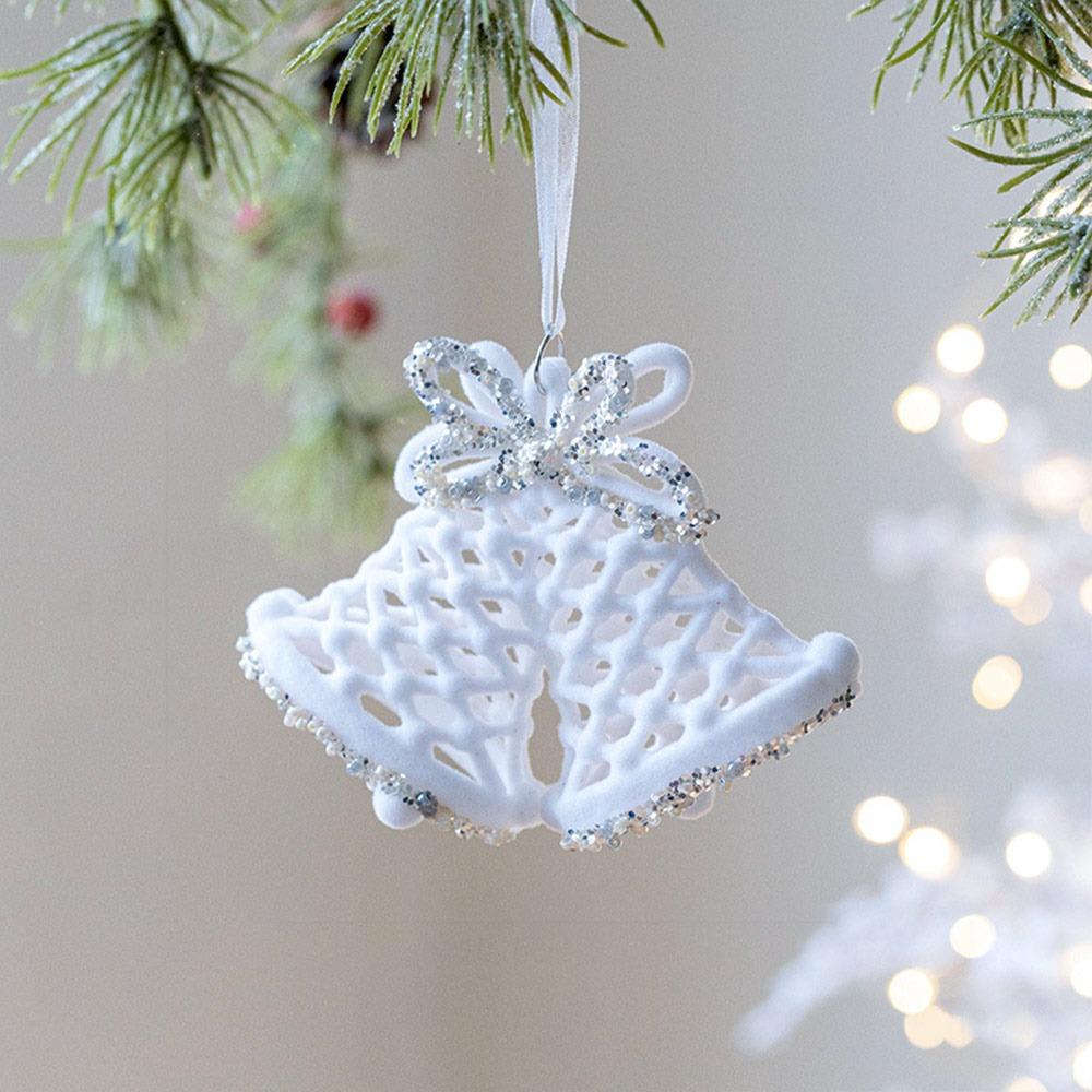 Flocking Christmas Hanging Pendants White Christmas Tree Ornament Xmas Ball For Christmas