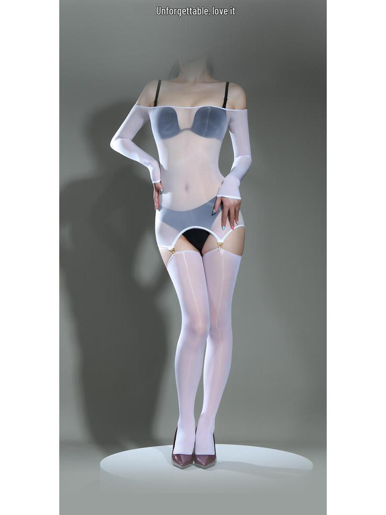 Комплект из сексуальных колготок на одно плечо и носков средней длины Qinghe 6D