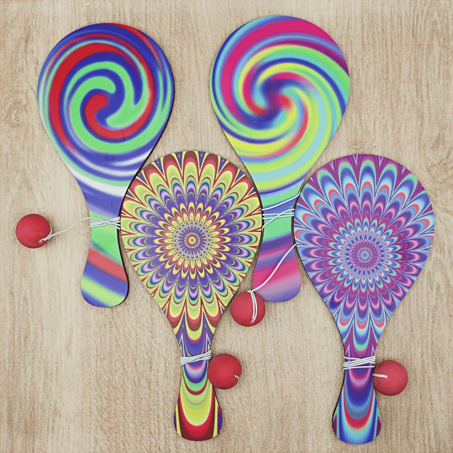 Given to her/His gift 4One Pack Fantasy Paddle Ball Fun paddle ball set with strings Vintage multi-piece gift and prize pack Indoor and Outdoor