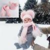 Зимняя Ветрозащитная Вязаная Шапка с Помпоном для Детей Детская Шапка-Бини Теплая