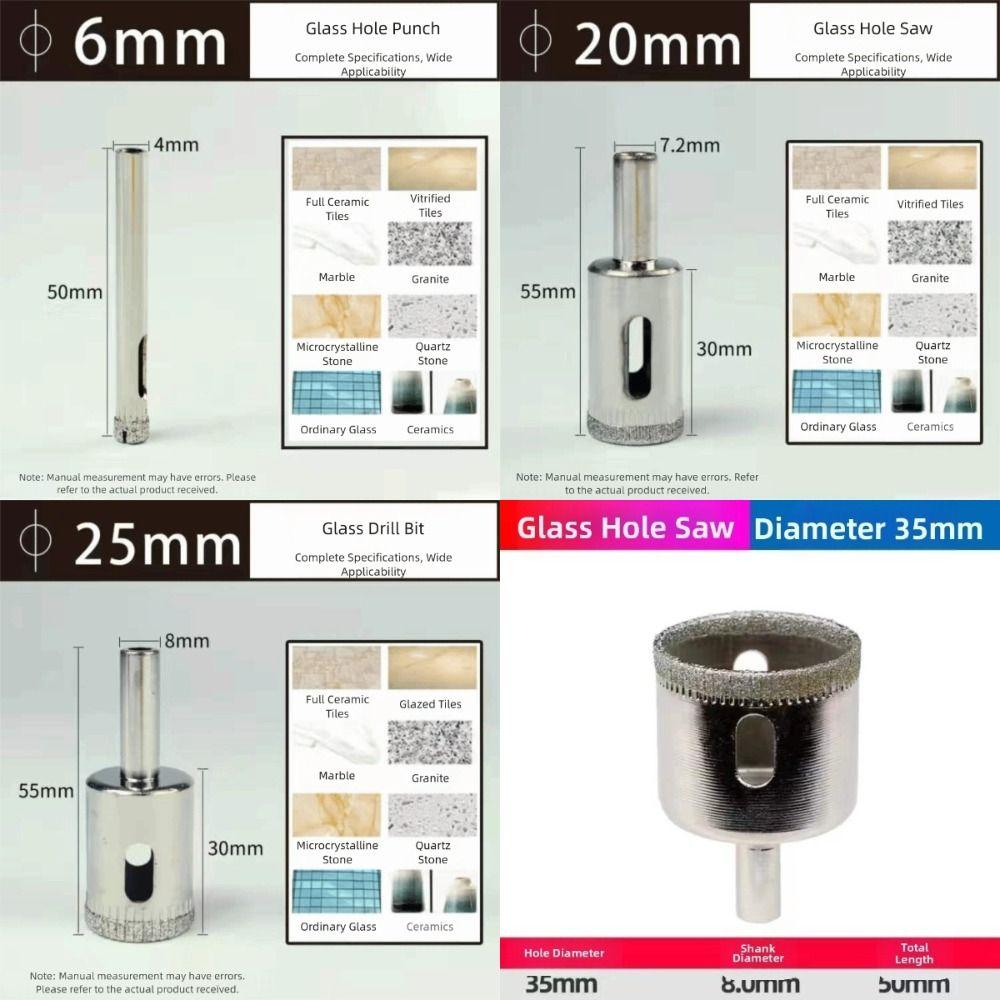 Electroplated Hole Saw Drill Bit Diamond Wear Resistant Drill Bits Drilling Crown 6-35mm Glass Hole Saw Tile Marble Ceramic