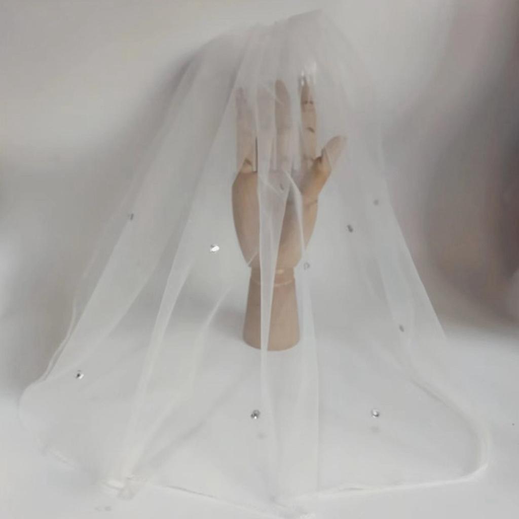Bridal Veil Headpieces with Rhinestone/ Pearl Decor Wedding Bridal Veil Short Tulle Elegant Bride Wedding Party Veil