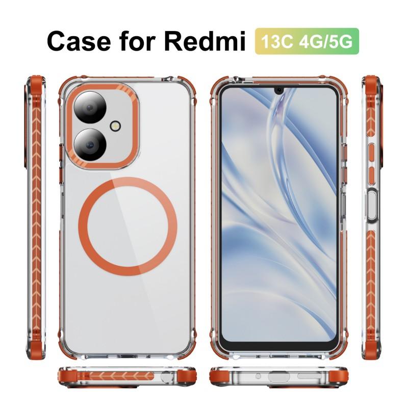 Transparent Acrylic Phone Case With Magnetic Snap Redmi 13 13C 4G 5G Anti-Fingerprint Hard Shell Minimalist Chic