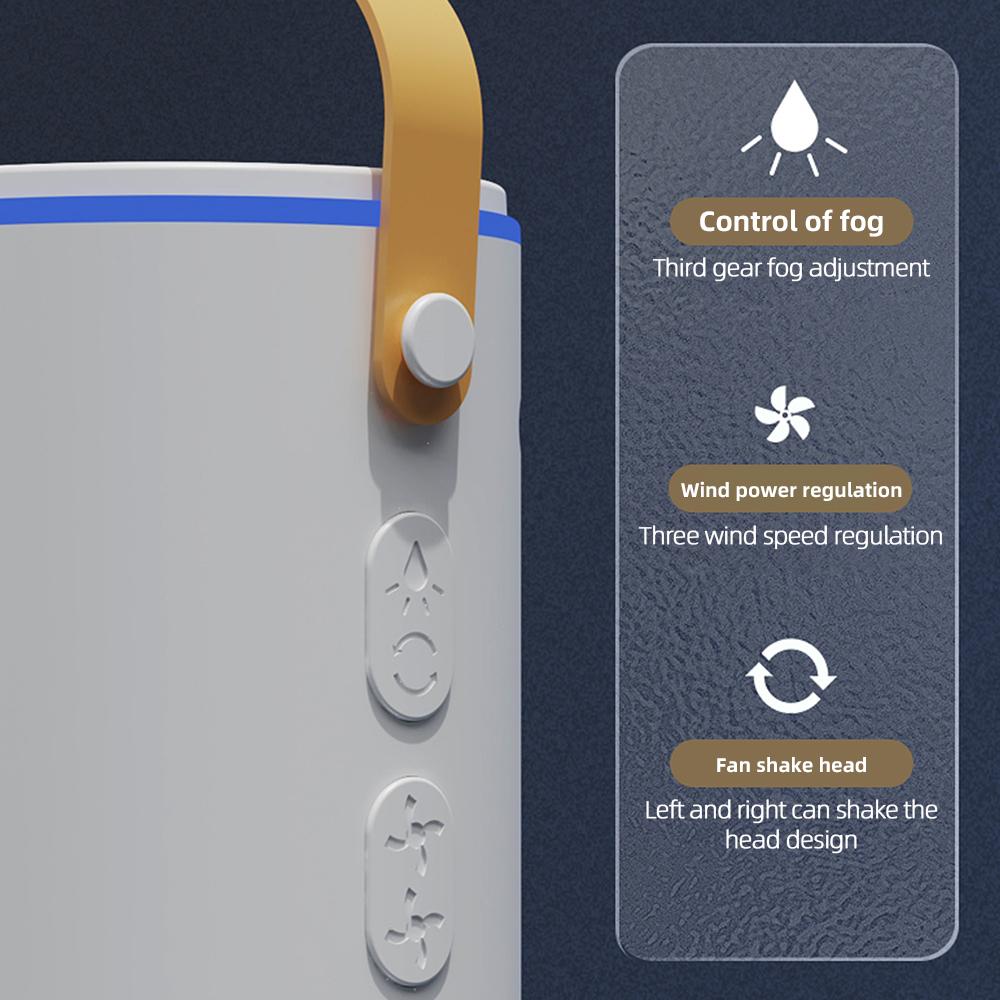 Вентилятор с двойной головкой распыления и увлажнителем тумана, регулируемый на 180 градусов, вращающийся на 90 градусов, перезаряжаемый