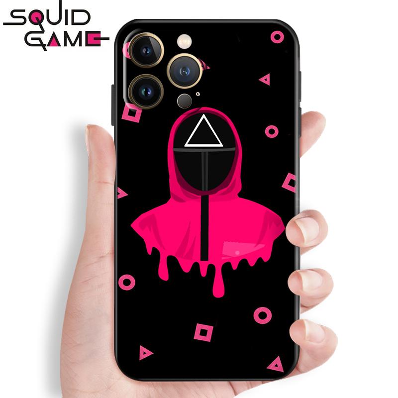 Чехол для телефона с изображением кальмара для Apple iPhone 13 12 11 Pro Mini X XR XS Max 5 5S 6 6S 7 8 Plus SE 2020, чехол из жидкого кремния с черной задней панелью