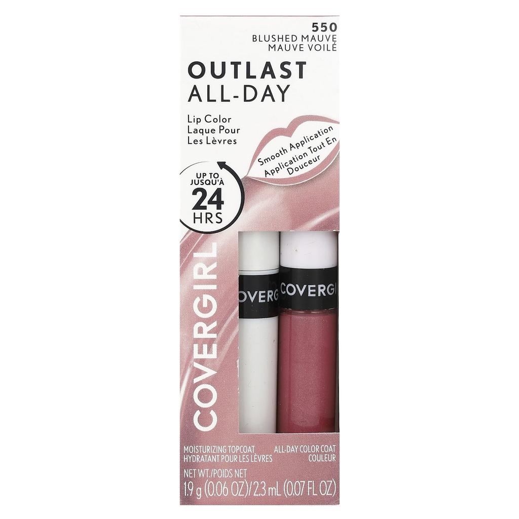 Outlast All Day, Lip Color, 550 Blushed Mauve, 2 Piece Set