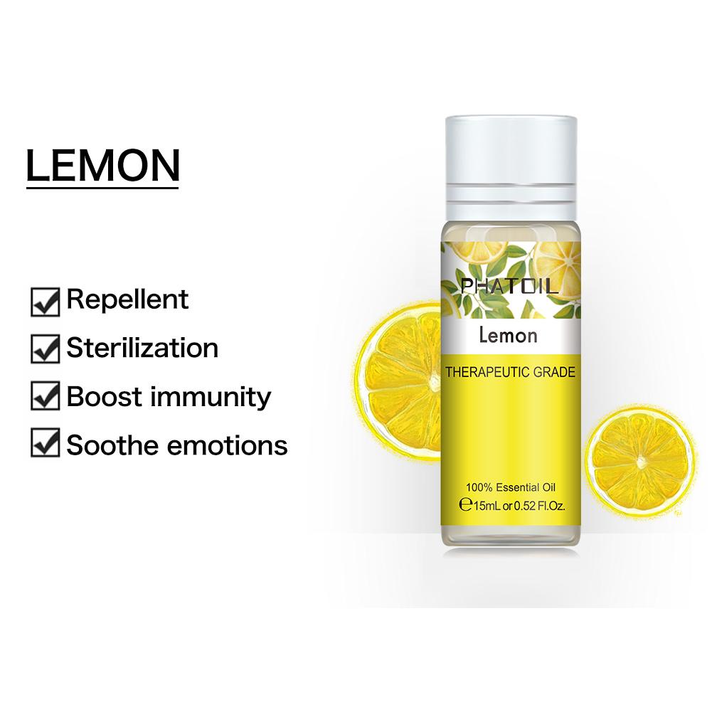 PHATOIL 5 мл/10 мл/15 мл/30 мл/100 мл Эфирные масла лимона для ароматерапии Диффузор Уход за волосами и кожей Ароматические масла для мыла Свечи Изготовление бомб для ванны