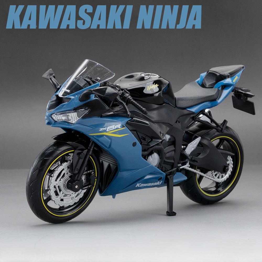 1:12 Модели мотоциклов Kawasaki NIJIA ZX-6R из сплава Игрушечные машинки Резиновые шины Колесо Амортизатор Транспортное средство для детей Праздничный подарок