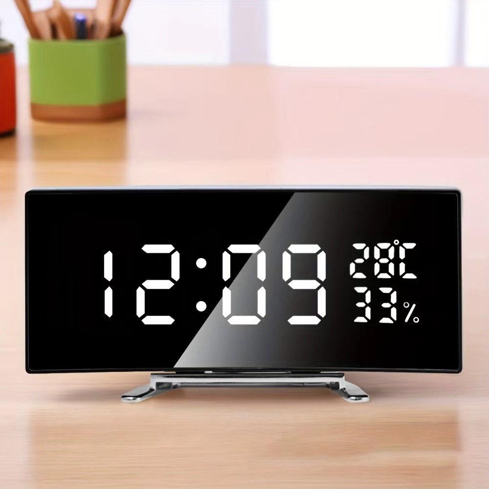Curved Screen Digital Alarm Clock Large Table Clock Multi-function Desk Clock  Table Use