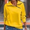Women's Autumn And Winter T-shirt Fashion Loose Women Pullover Sports Tops Quarter Zip Casual V Neck Long Sleeve Top