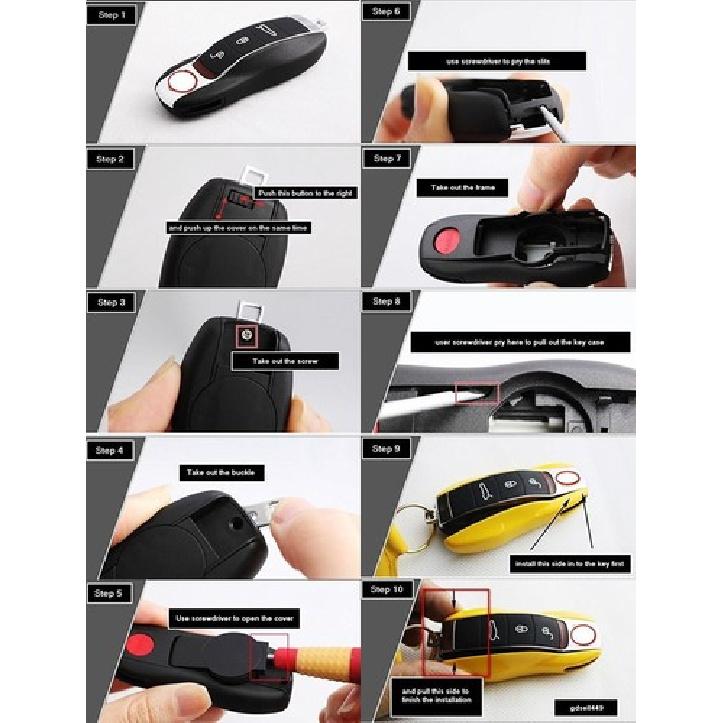 Gold Remote Smart Key Shell Holder Cover For Porsche Cayenne Panamera Macan 911