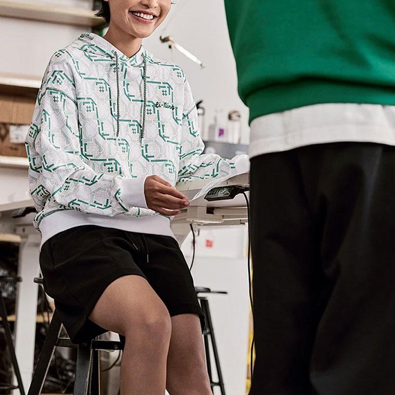 Li-Ning Толстовка с капюшоном с принтом для женщин, толстовки Jade-Frost-Green AWDT380-2