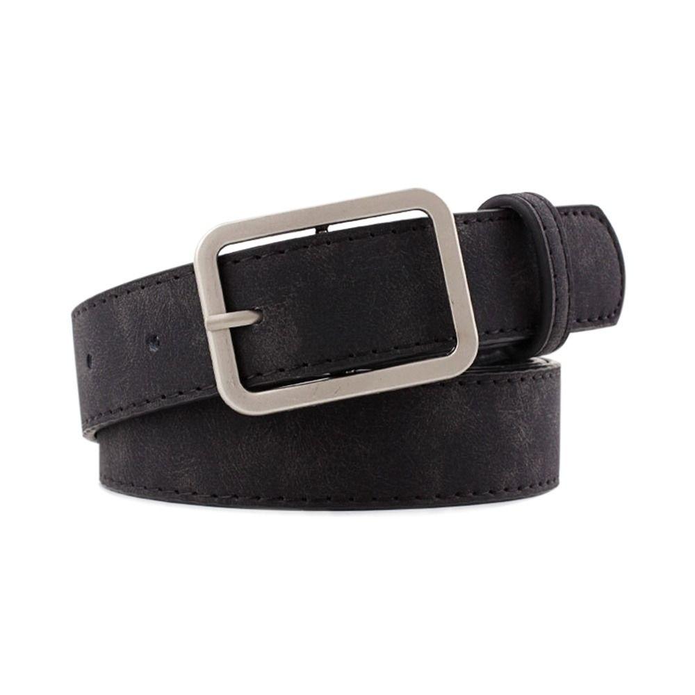 Women Retro Casual Waist Band Leather Belt Ladies Dress Strap Square Pin Buckle Waistband