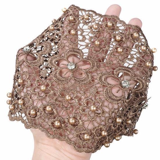 Женская повязка на голову с цветочным узором, блестящие стразы, искусственный жемчуг, высокая эластичная широкая повязка для волос