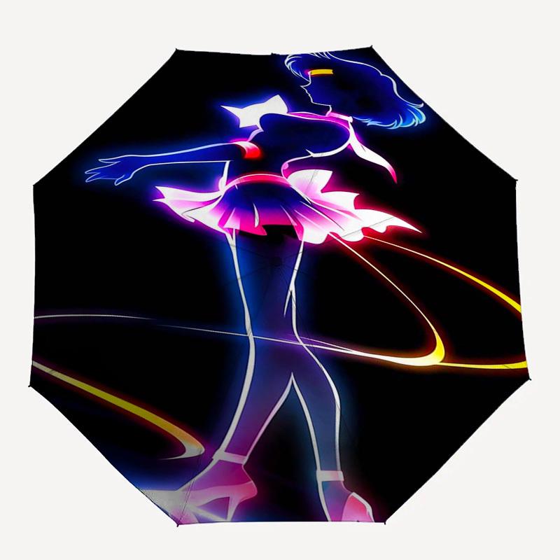 Neon Art, Anime Character Themed Automatic Opening and Closing Umbrella, Compact Travel Umbrella, Lightweight and Portable, Suitable for Bea