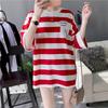 Футболки UNISEX 2025 Лето свободные женские футболки корейские полосатые графические топы y2k Длинные футболки больших размеров Женская одежда Harajuku