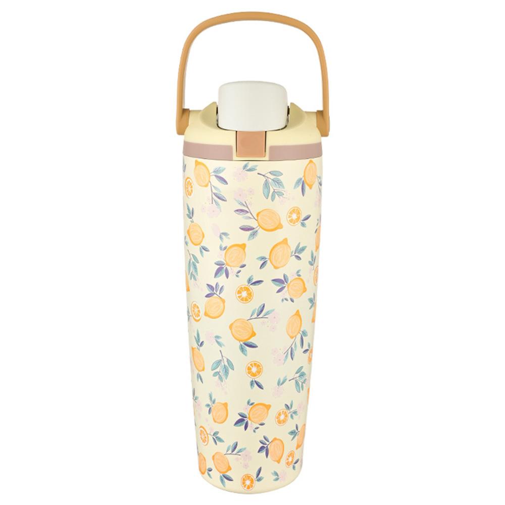 900ML/30oz Stainless Steel Thermos Flask One Click Open Lid Cute Water Bottle Leak Proof Travel Mug Summer Gift for Women/Girl
