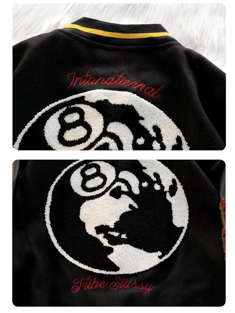 Унисекс Классическая черная вышитая бейсбольная куртка для весны/осени