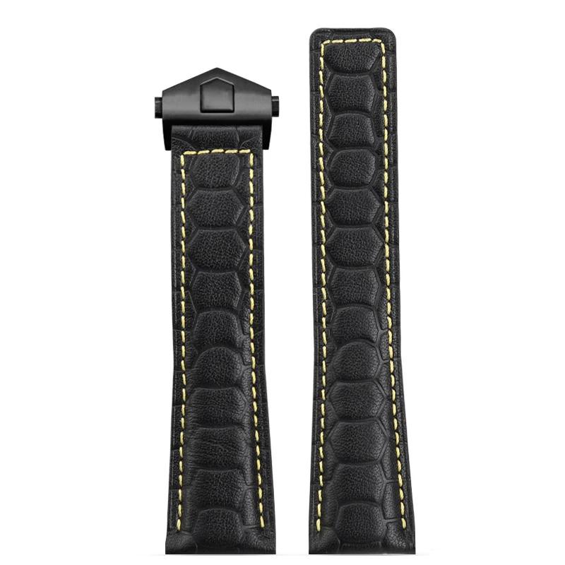 22 мм Ремешок из коровьей кожи Для часов Heuer F1 Racing WatchBand Aquaracer 300 Складная застежка Ремень для часов Carrera Мужской ремешок для часов TAG Heuer Браслет