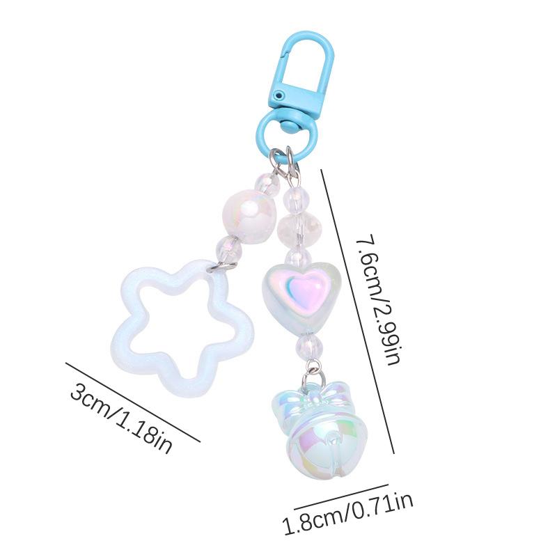 Hollow Pentagram Y2K Star Keychain Bell Pendant Cute Charm Key Ring Handbag Lanyard Accessories Car Hanging Trinket Key Holder