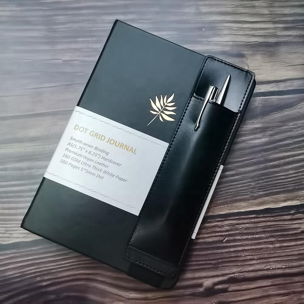 Adjustable Elastic Band PU Leather Pouch Pencil Holder for A5 Journal Notebook and Hard Book