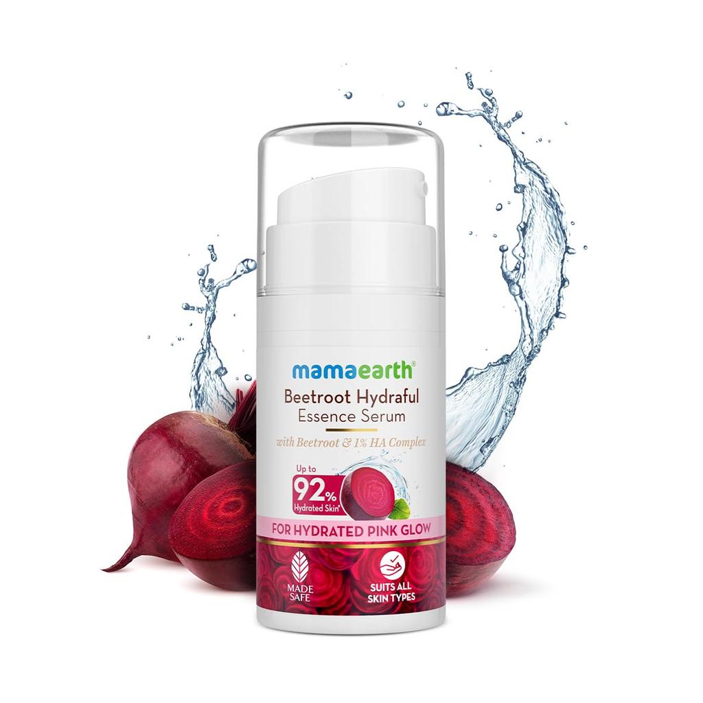 Mamaearth Сыворотка-эссенция Beetroot Hydraful 15 мл – 1% гиалуроновой кислоты для увлажненного розового сияния, упругой и гладкой кожи