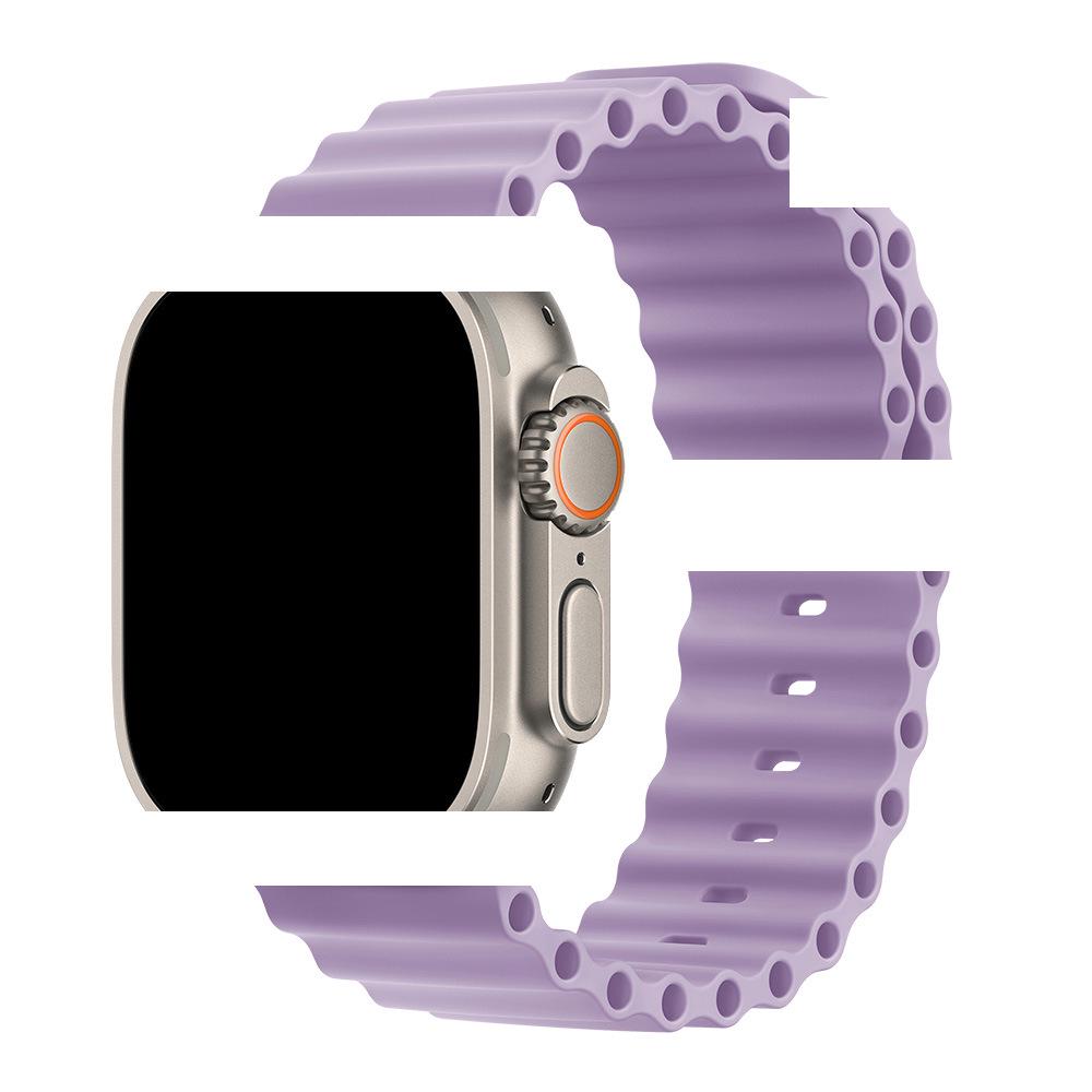 Применимый ледяной синий силиконовый ремешок для Apple Watch Series 1-10 (S10 Официальный стиль)