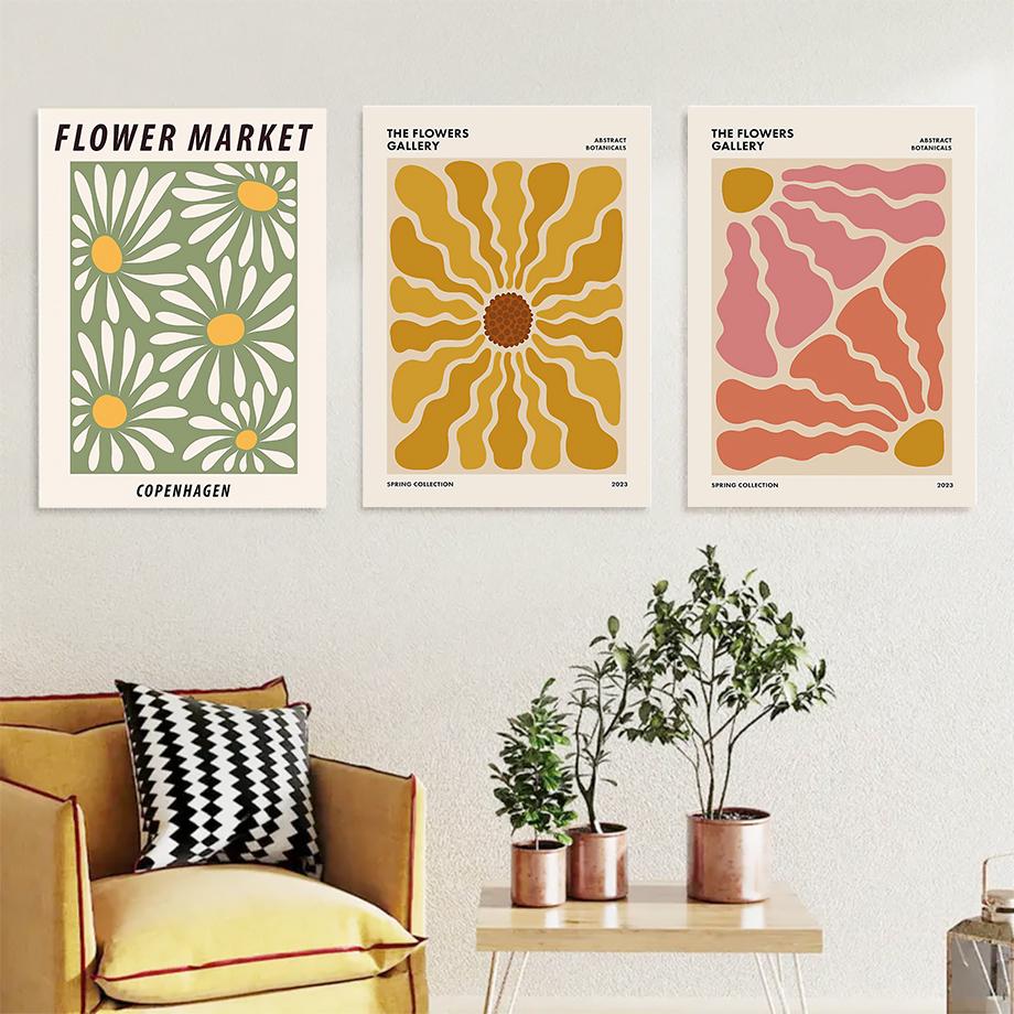 Flowers Wall Art Posters Gallery Abstract Prints Canvas Decorative Painting Wall Decoration Mural Pictures For Living Room Decor
