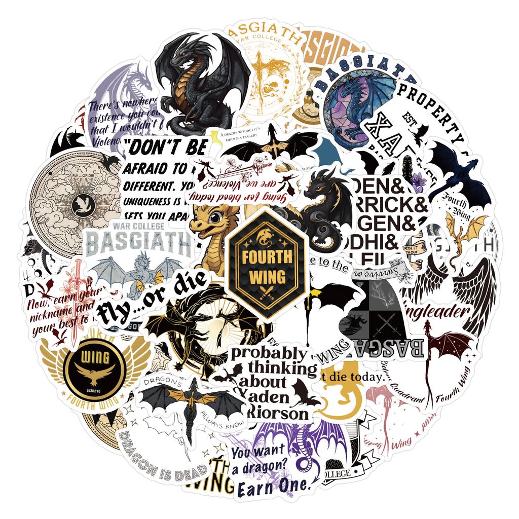 60/120 New Style Fourth Wing Graffiti Sticker Guitar Notebook Suitcase Sticker
