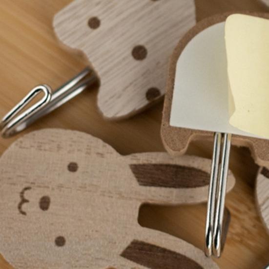 6 шт. Крючки для одежды Вешалки для полотенец Высокая грузоподъемность Легко установить Самоклеящиеся Деревянные Настенные крючки в виде мультяшных животных